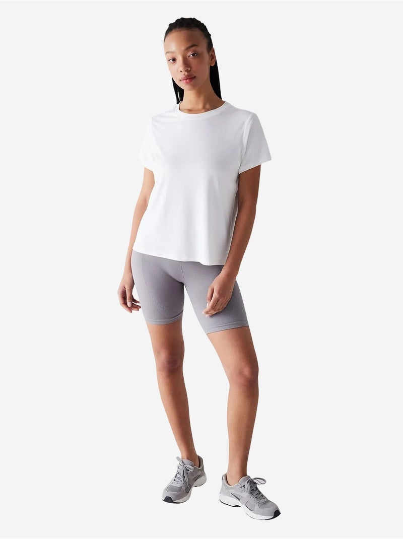 T-shirt loose com gola redonda quebrada penti Branco - Kiabi