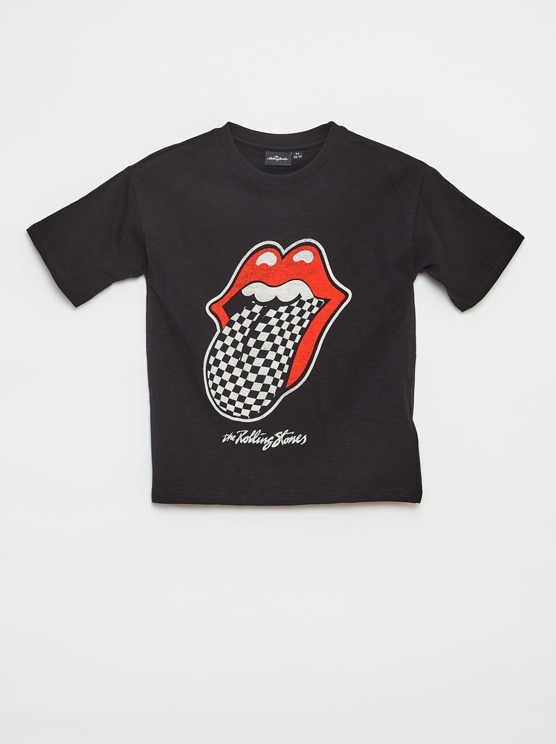 T-shirt loose de manga curta 'Rolling Stones' Preto - Kiabi
