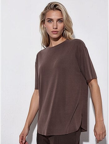 T-shirt loose fit com gola redonda busem