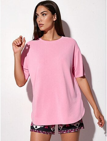 T-shirt loose fit com gola redonda busem