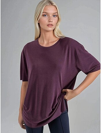 T-shirt loose fit com gola redonda busem