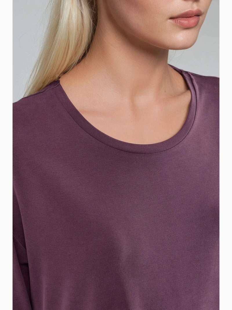 T-shirt loose fit com gola redonda busem Roxo ameixa - Kiabi