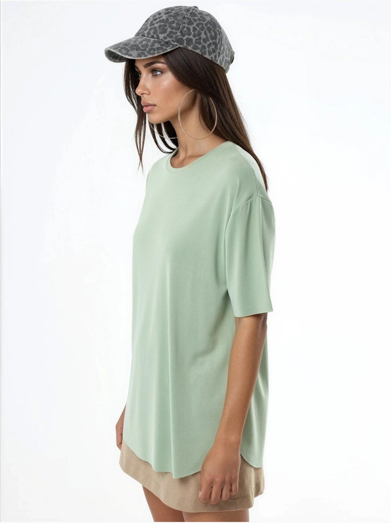 T-shirt loose fit com gola redonda busem Verde pastel - Kiabi