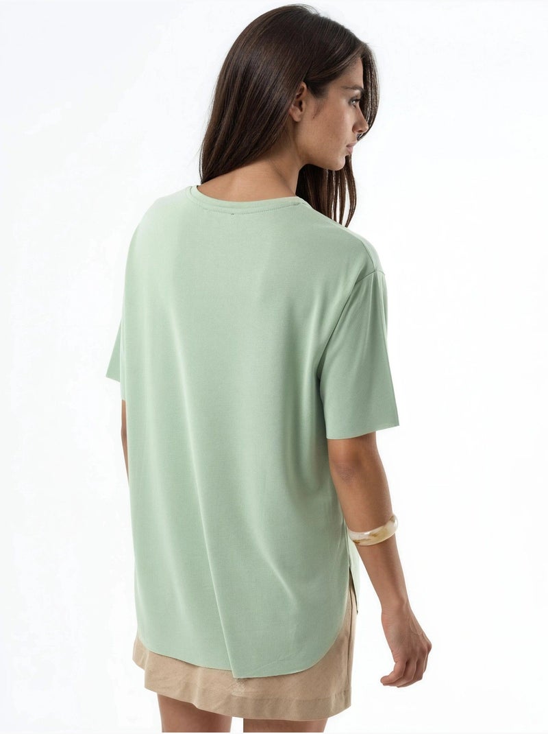 T-shirt loose fit com gola redonda busem Verde pastel - Kiabi