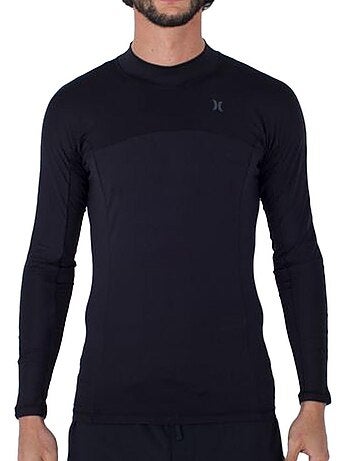 T-shirt lycra hurley channel crossing manga comprida preto para homem