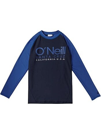 T-shirt lycra manga comprida o'neill cali para rapaz preto/azul fluorescente