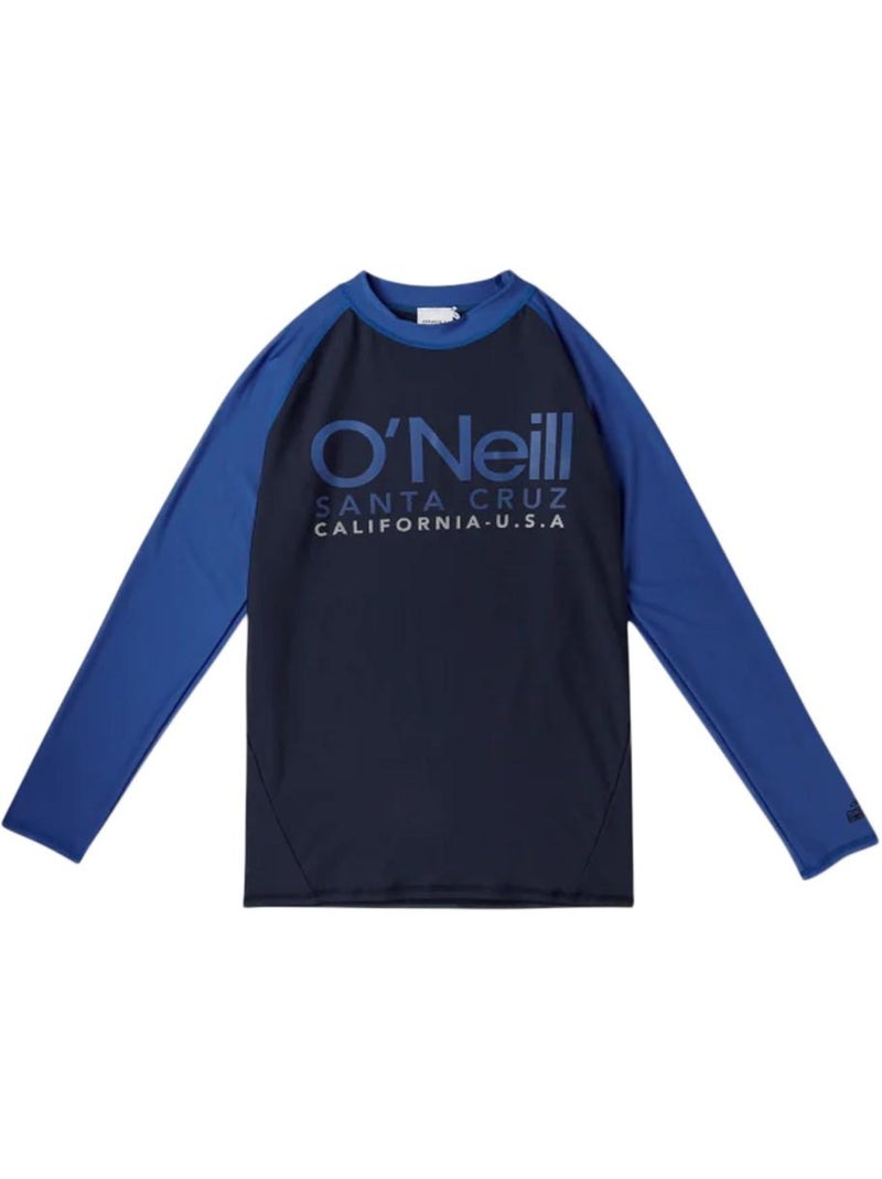 T-shirt Lycra Manga Comprida O'Neill Cali para Rapaz Preto/Azul Fluorescente Azul-marinho - Kiabi