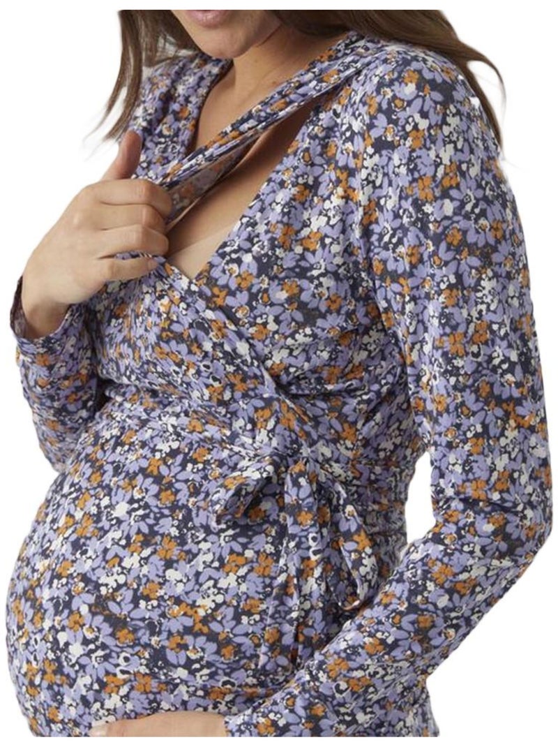 T-Shirt Malha Mauve para Mulher Mamalicious Asta Roxo - Kiabi