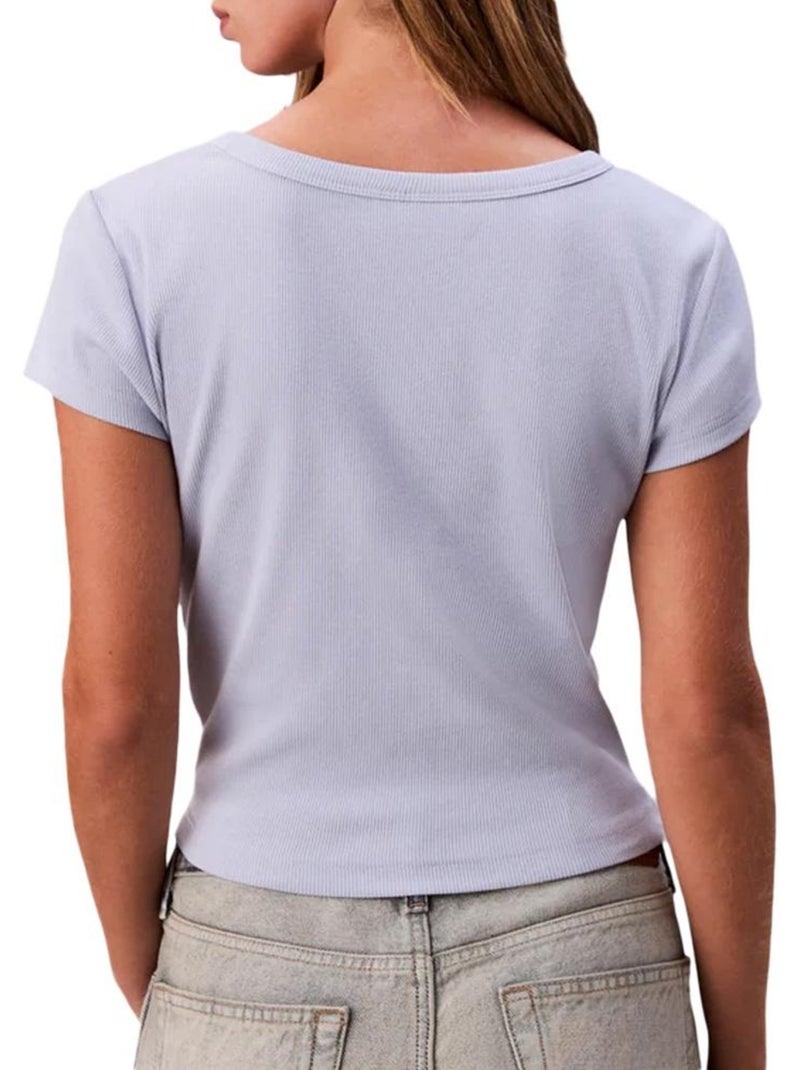 T-Shirt Malva Calvin Klein com Logótipo para Mulher Azul - Kiabi