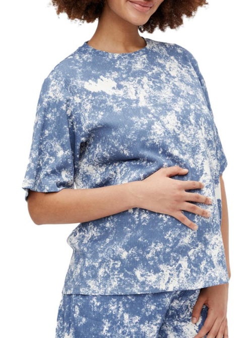 T-shirt Mamalicious Mlstine para Mulher Azul/Branco - Kiabi T-shirt Mamalicious Mlstine para Mulher Azul/Branco - Kiabi