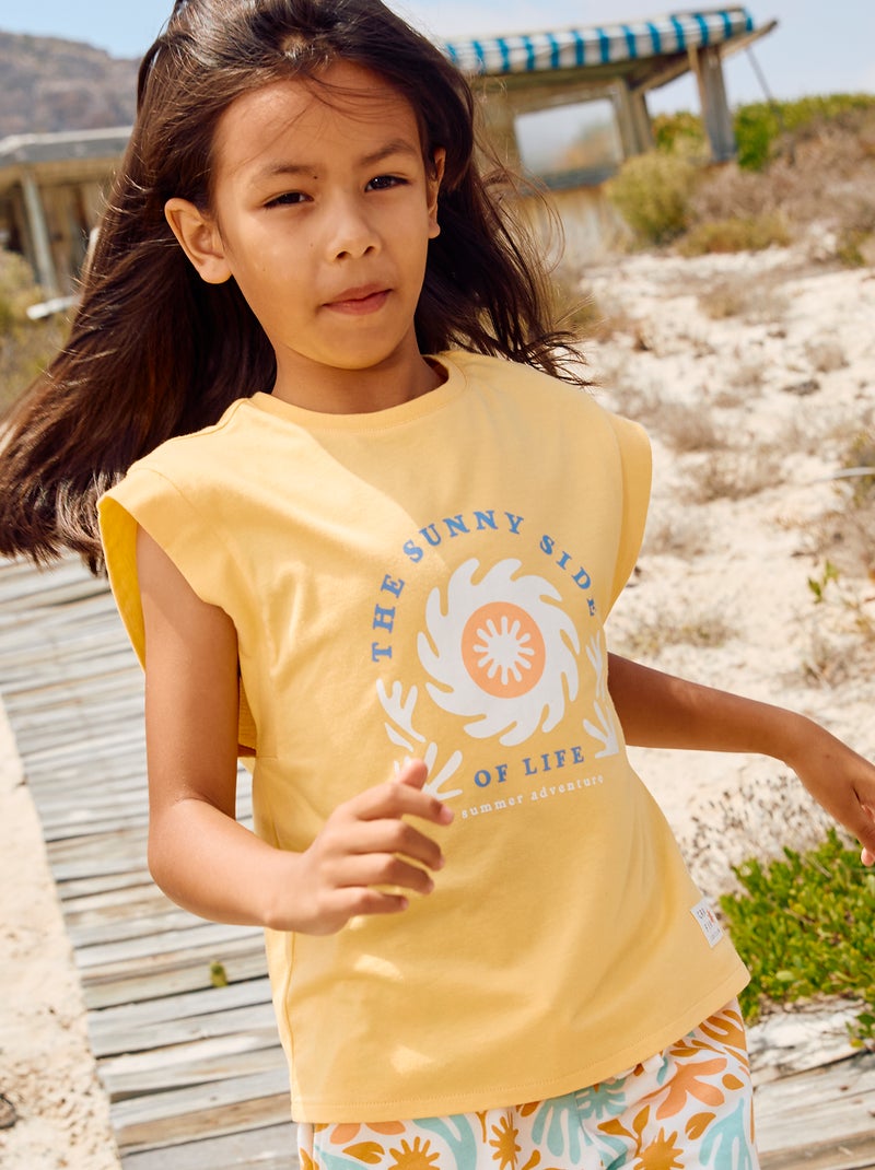 T-shirt manga cava - Grafik Edition AMARELO - Kiabi