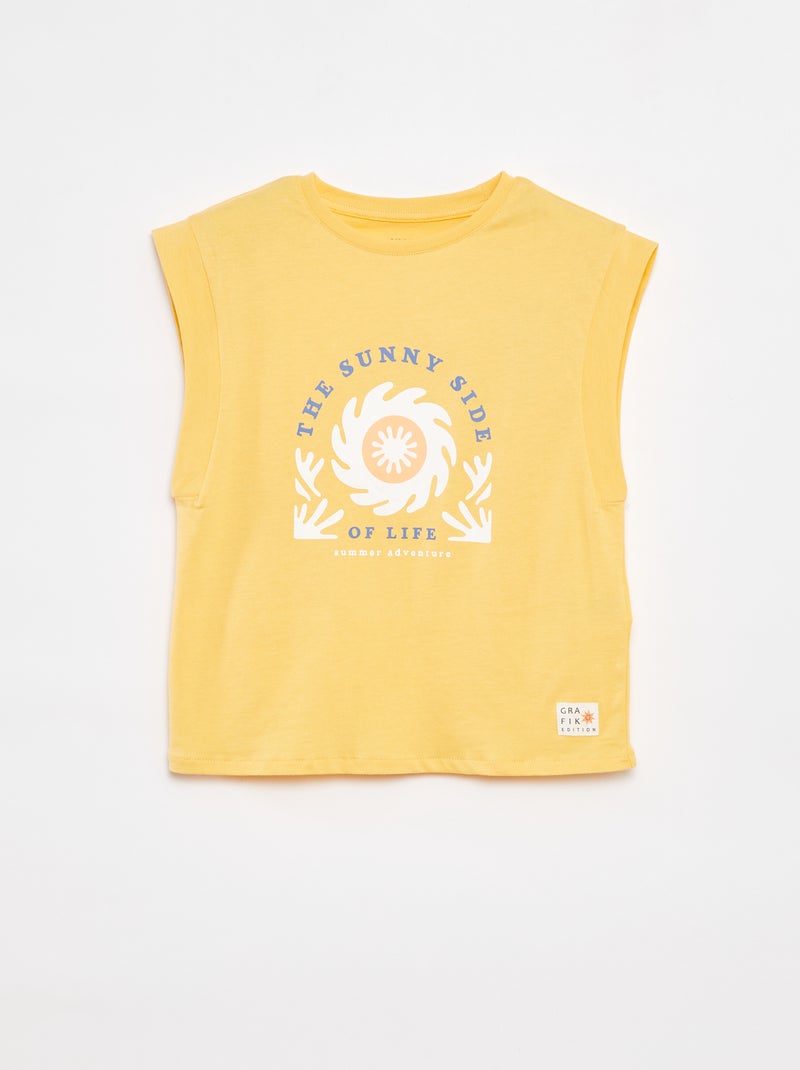 T-shirt manga cava - Grafik Edition AMARELO - Kiabi