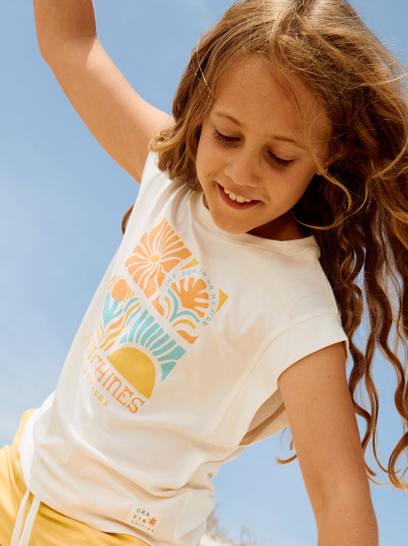 T-shirt manga cava - Grafik Edition BRANCO - Kiabi