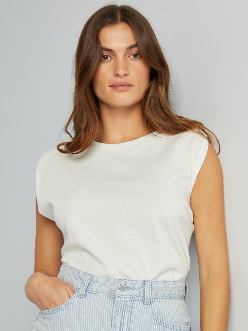 T-shirt manga cava BRANCO - Kiabi