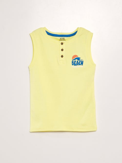 T-shirt manga cava canelada estampada - Kiabi