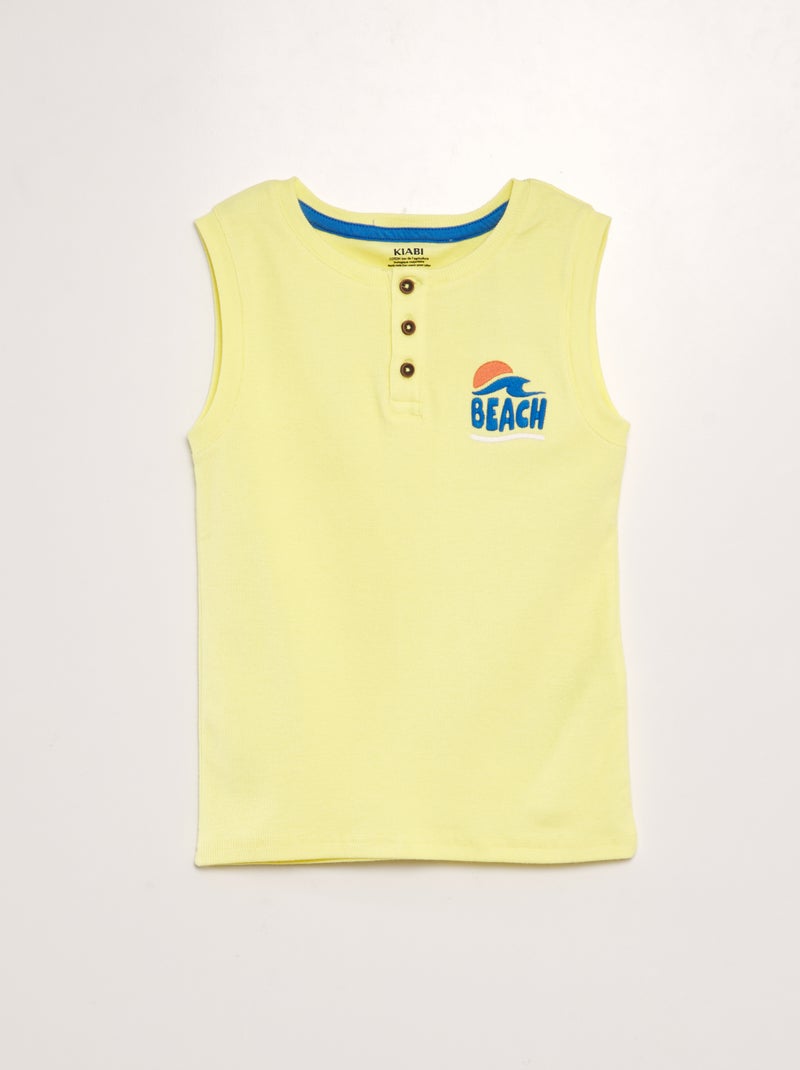 T-shirt manga cava canelada estampada AMARELO - Kiabi