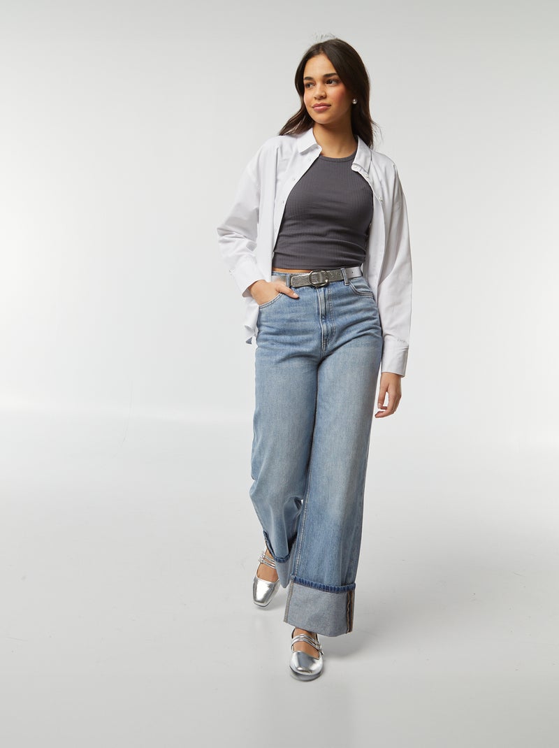 T-shirt manga cava com abertura na parte inferior das costas CINZA - Kiabi