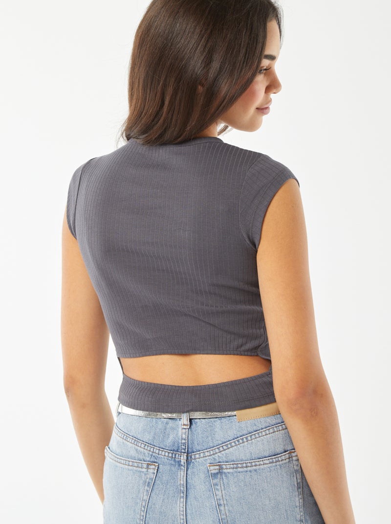 T-shirt manga cava com abertura na parte inferior das costas CINZA - Kiabi