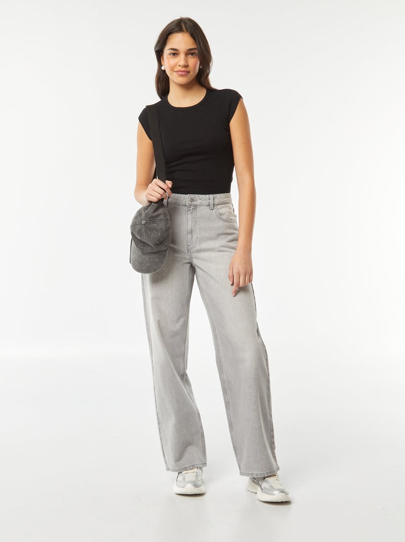 T-shirt manga cava com abertura na parte inferior das costas Preto - Kiabi