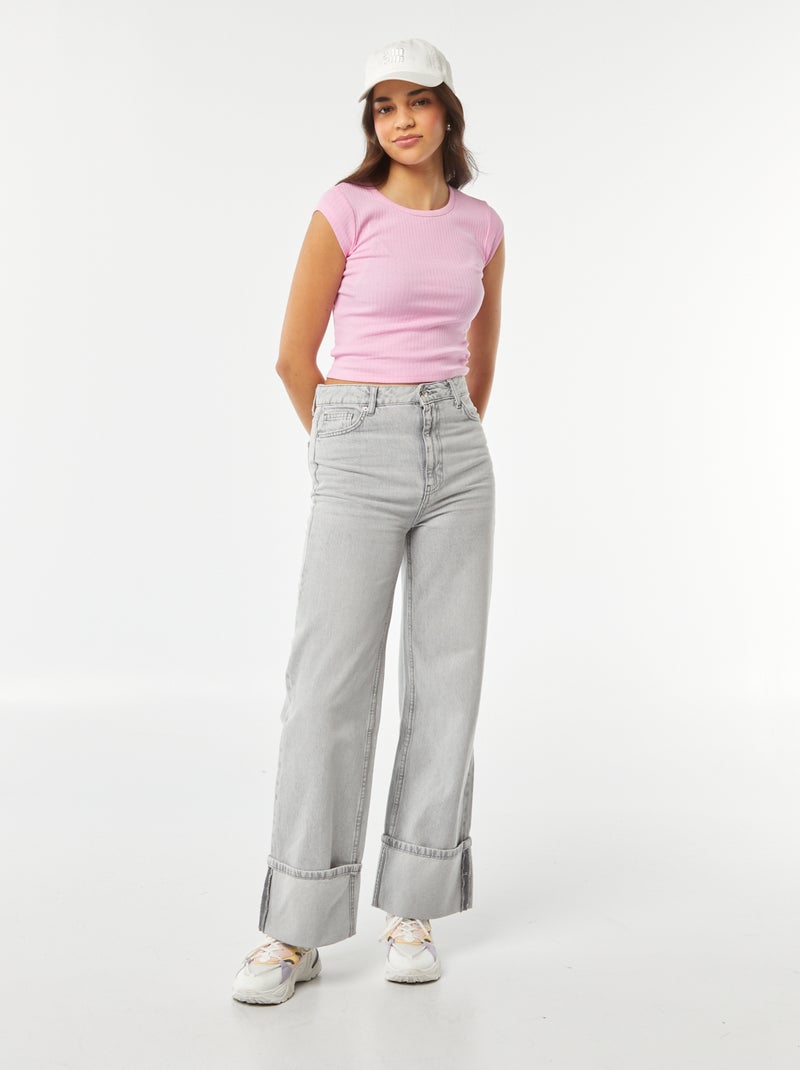 T-shirt manga cava com abertura na parte inferior das costas ROSA - Kiabi