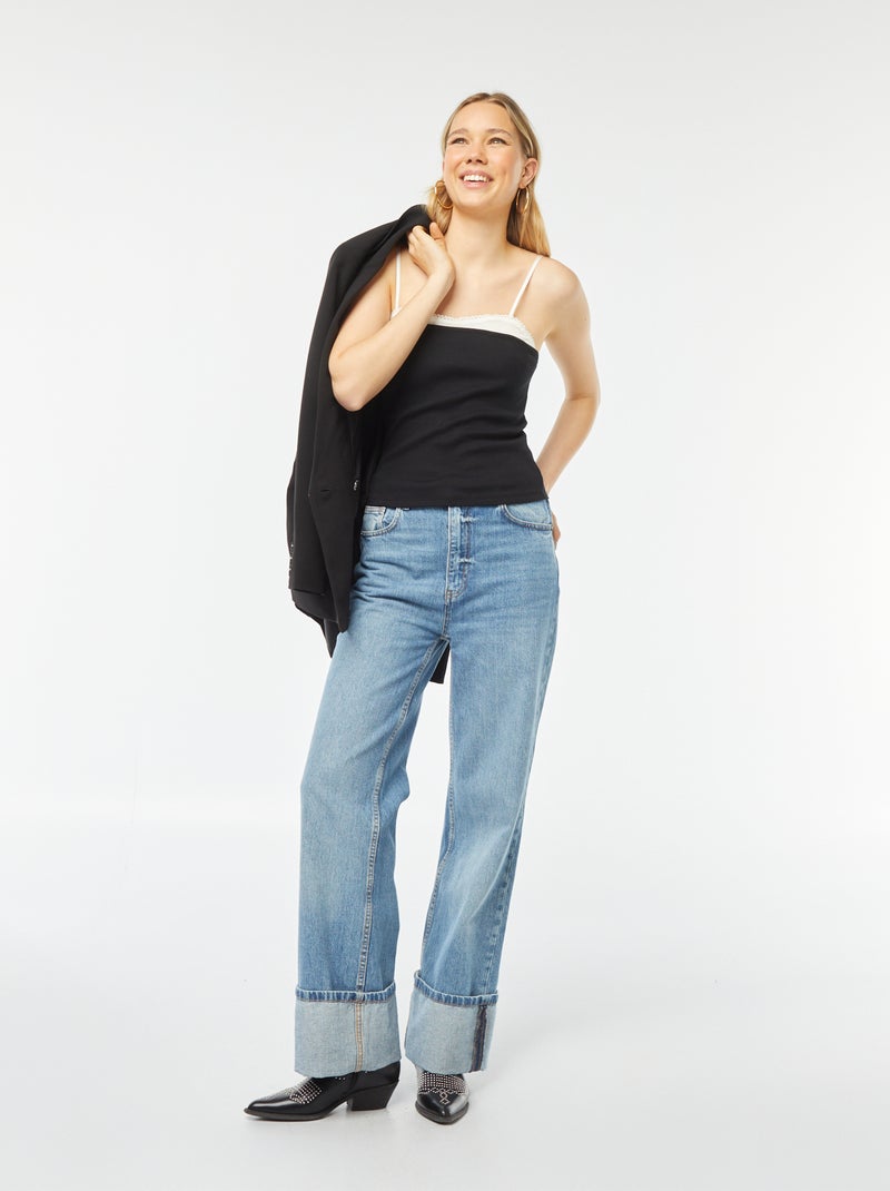 T-shirt manga cava com alças elásticas Preto - Kiabi