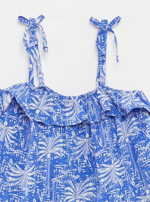 T-shirt manga cava com alças finas e estampado palmeiras - Kiabi