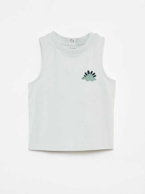 T-shirt manga cava com bordado - Kiabi