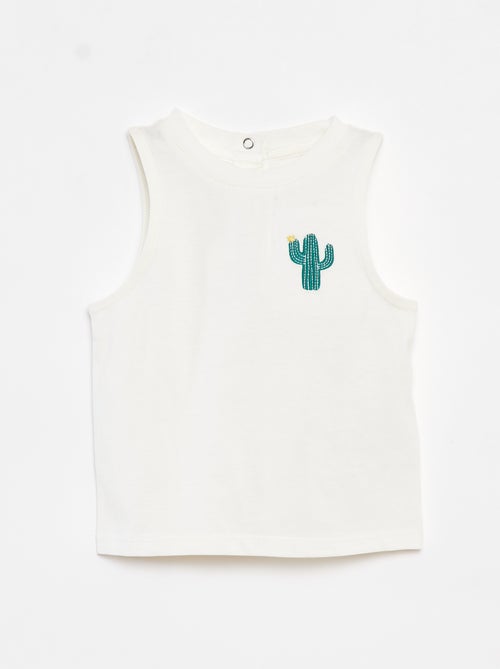 T-shirt manga cava com bordado - Kiabi