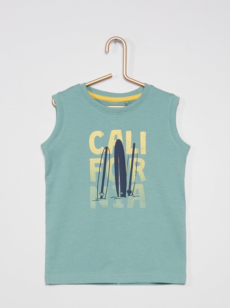 T-shirt manga cava com estampado 'California' VERDE - Kiabi