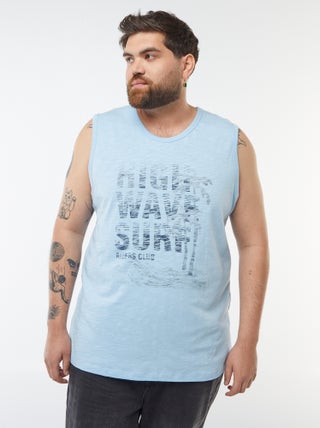 T-shirt manga cava com estampado em malha jersey