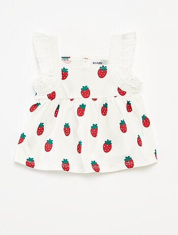 T-shirt manga cava com folhos