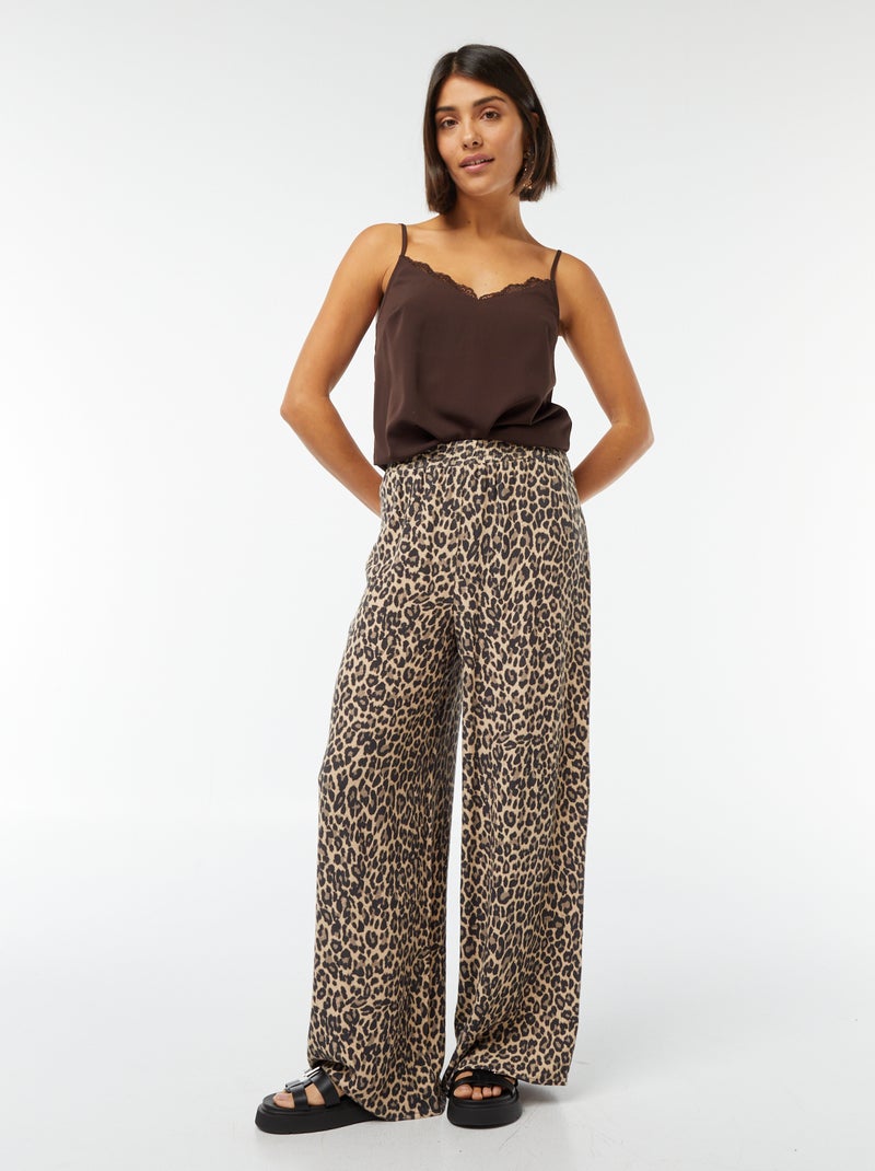 T-shirt manga cava com gola de renda Castanho - Kiabi