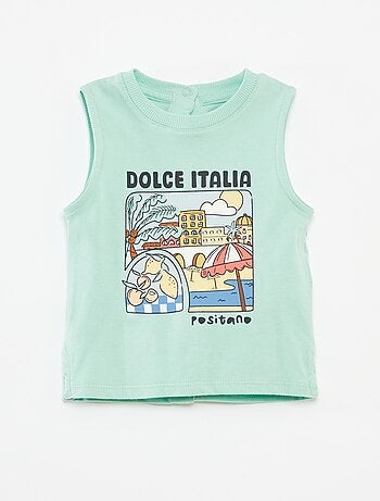 T-shirt manga cava com impressão