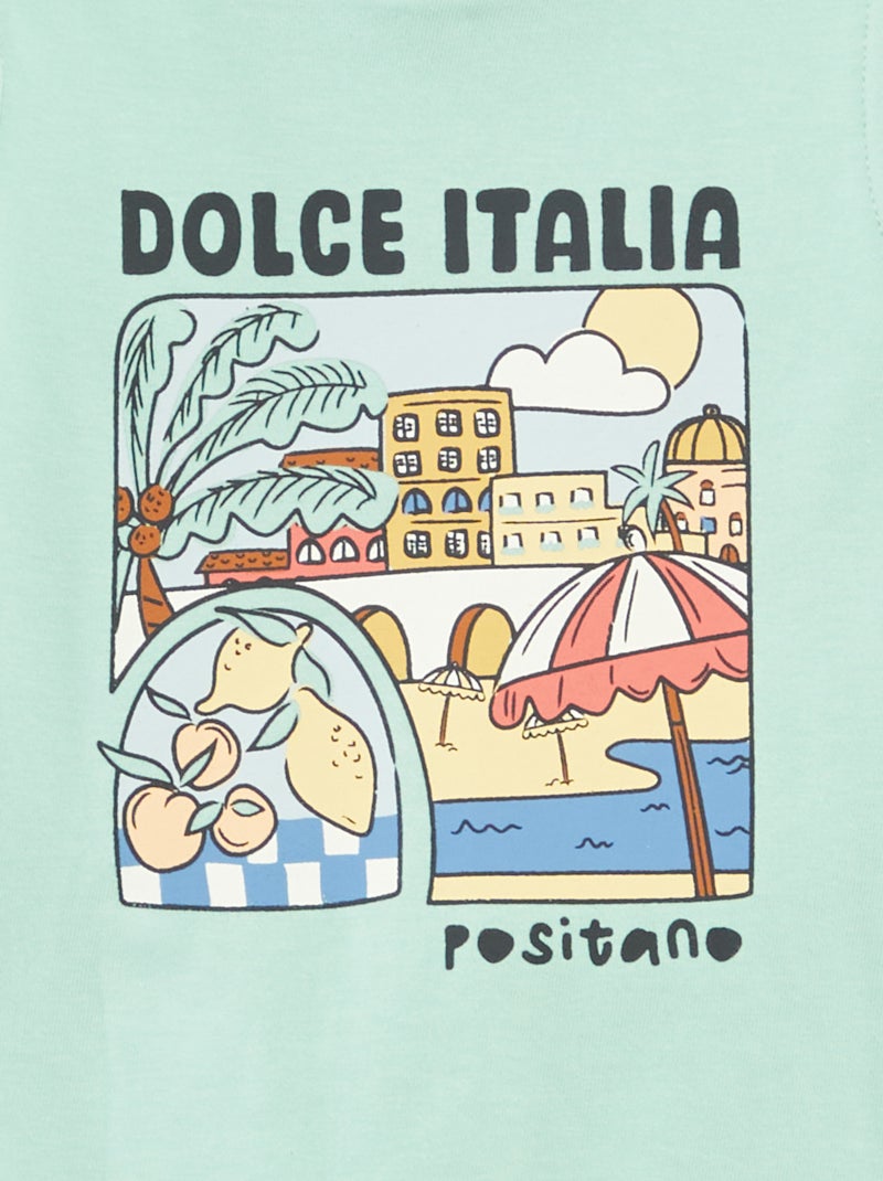 T-shirt manga cava com impressão VERDE - Kiabi