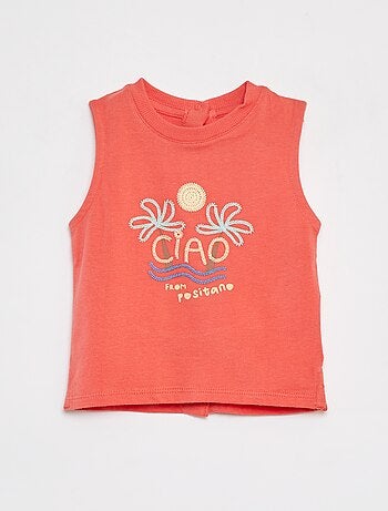 T-shirt manga cava com impressão