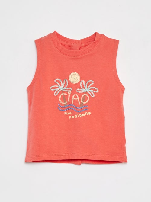 T-shirt manga cava com impressão - Kiabi