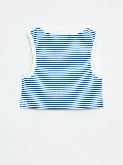 T-shirt manga cava com nervuras finas às riscas - Kiabi