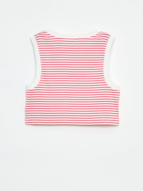 T-shirt manga cava com nervuras finas às riscas - Kiabi