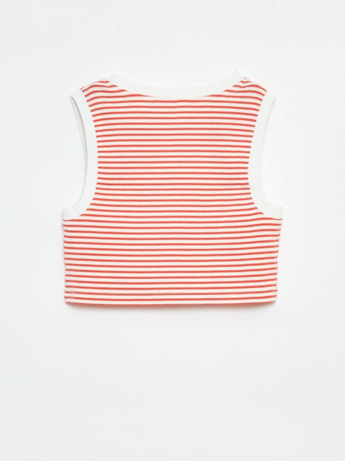 T-shirt manga cava com nervuras finas às riscas - Kiabi