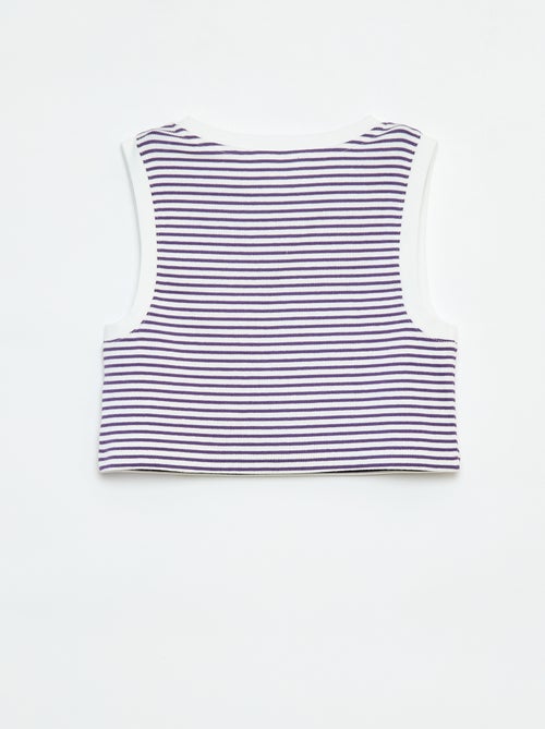 T-shirt manga cava com nervuras finas às riscas - Kiabi