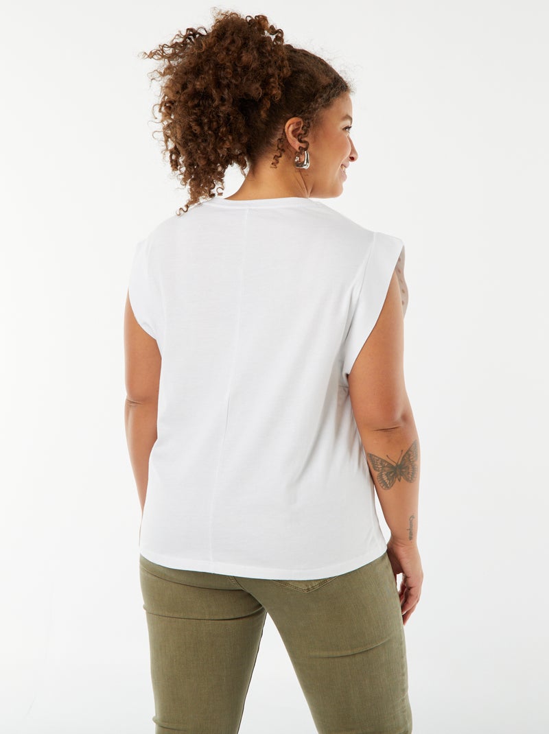 T-shirt manga cava com tachas Branco - Kiabi