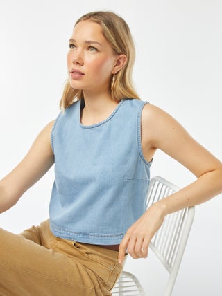 T-shirt manga cava crop-top lisa