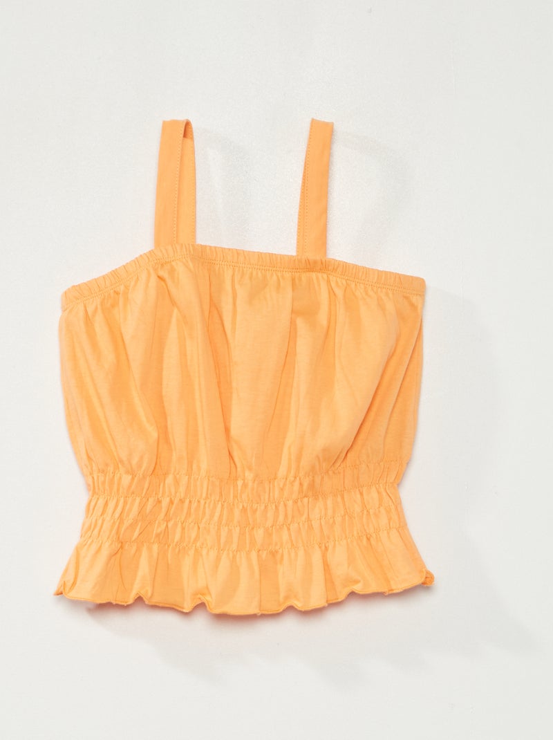 T-shirt manga cava cropped com alças finas Laranja - Kiabi
