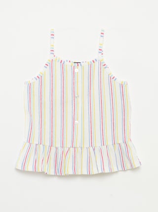 T-shirt manga cava de alças finas em malha crepe
