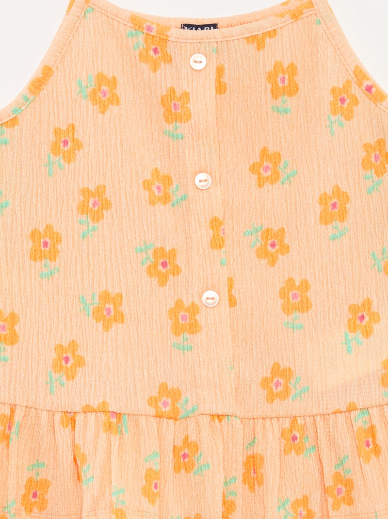 T-shirt manga cava de alças finas em malha crepe LARANJA - Kiabi