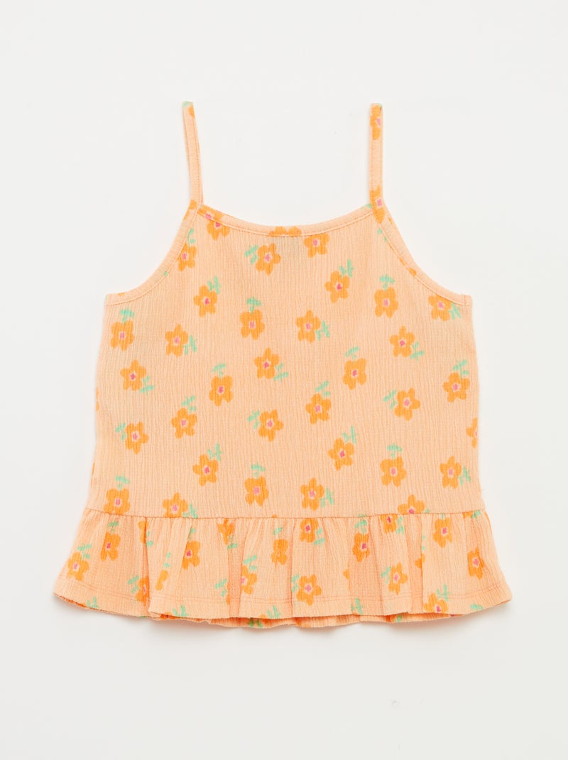 T-shirt manga cava de alças finas em malha crepe LARANJA - Kiabi