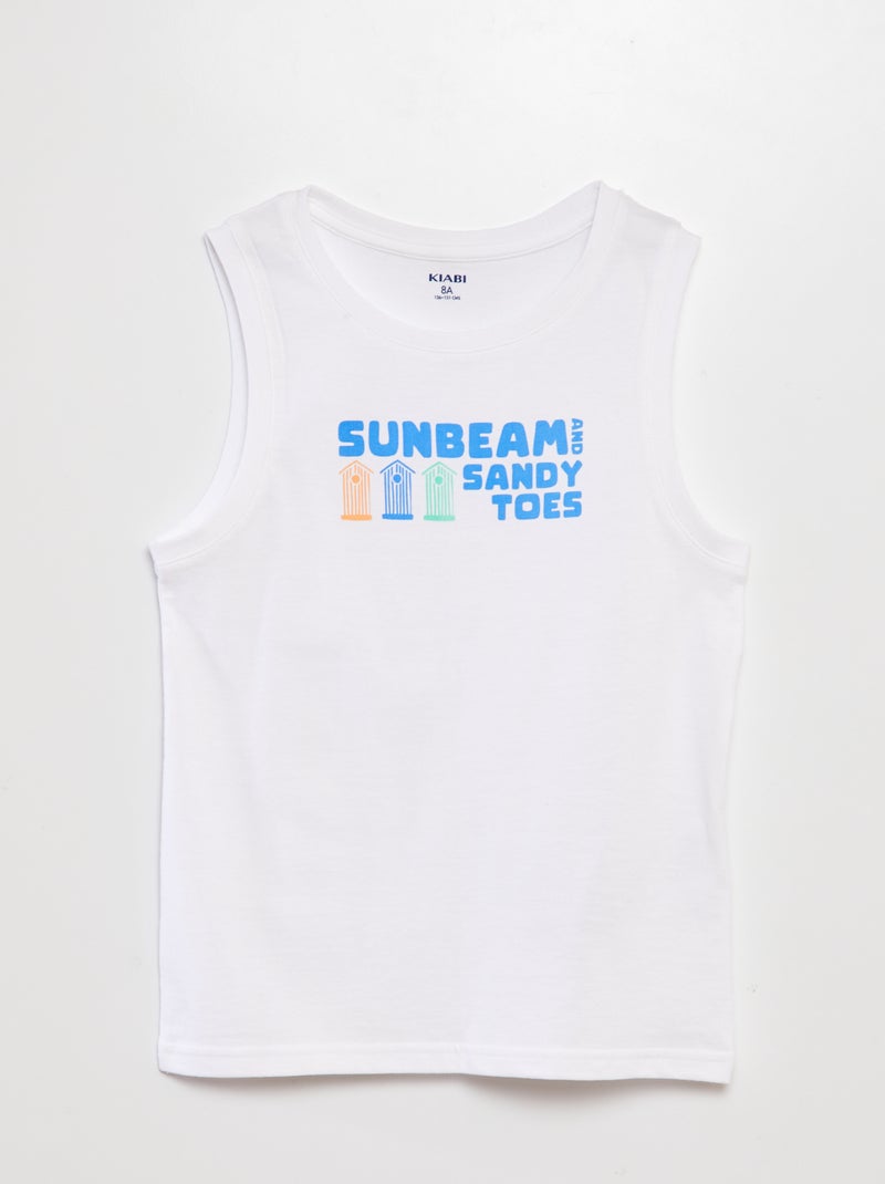 T-shirt manga cava de algodão com estampado BRANCO - Kiabi