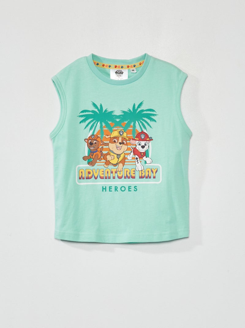 T-shirt manga cava e estampado 'Patrulha Pata' Verde - Kiabi