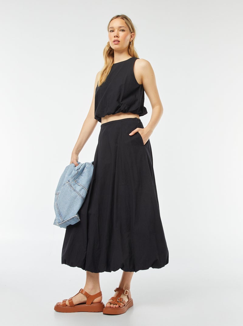 T-shirt manga cava em forma balão Preto - Kiabi