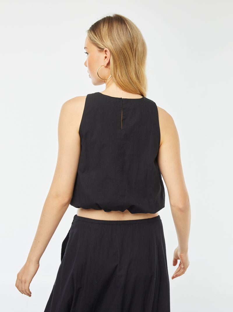 T-shirt manga cava em forma balão Preto - Kiabi